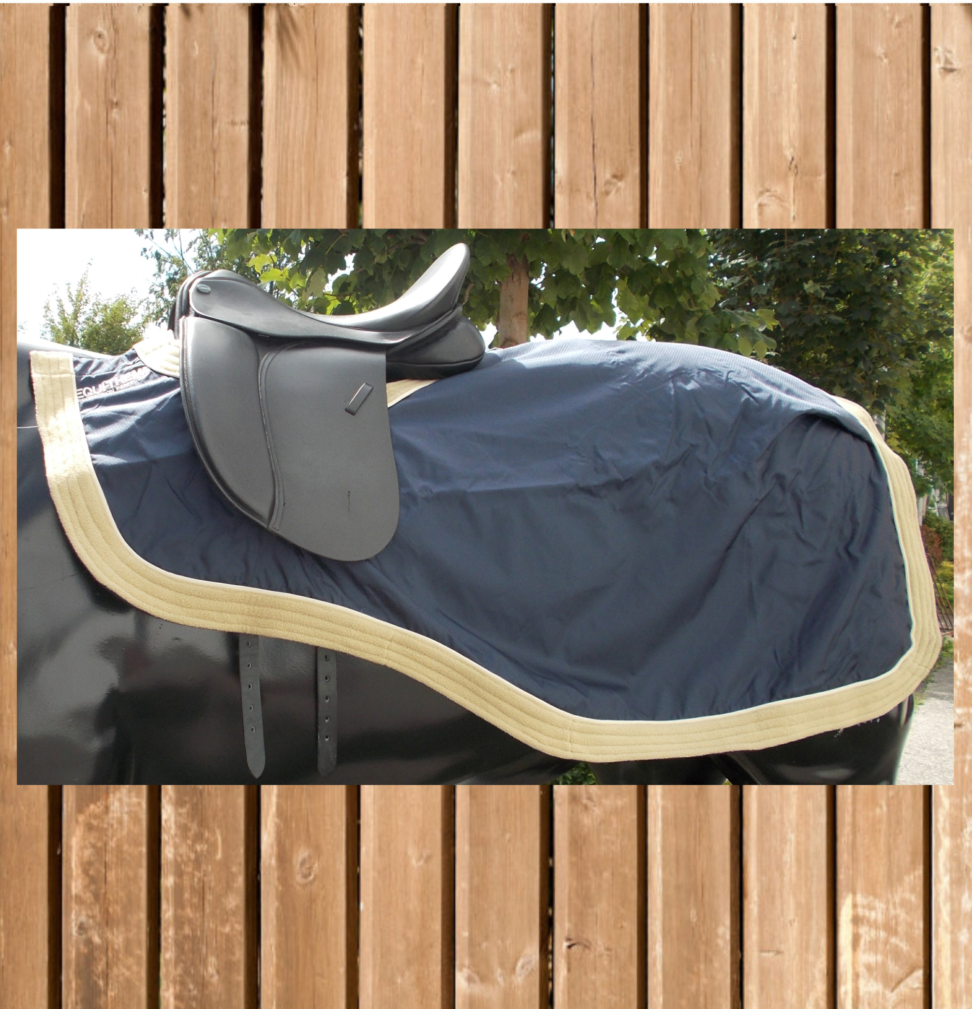 Equi Theme Ausreitdecke, wasserdicht, Fleecefutter, navy-beige